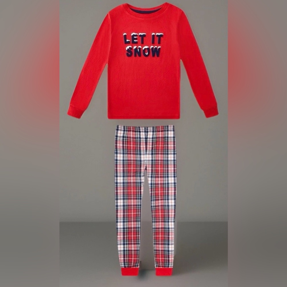 Let It Snow Kids Pajama Set  Unisex Size 6  NWT